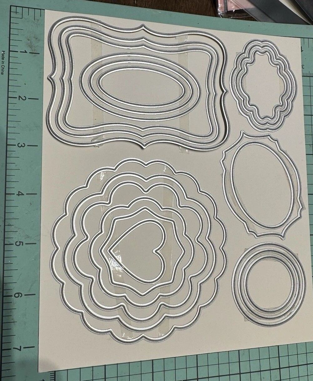 Nested decorative Frame metal cutting die set -labels, Oval Scallops And Hearts, - Picture 2 of 2